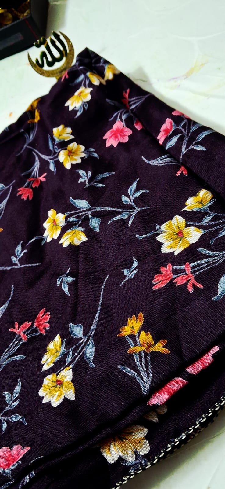 Girls Floral Namaz Dupatta | Soft Islamic Prayer Head Scarf