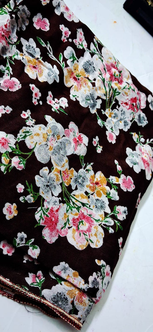 Girls Floral Namaz Dupatta | Soft Islamic Prayer Head Scarf